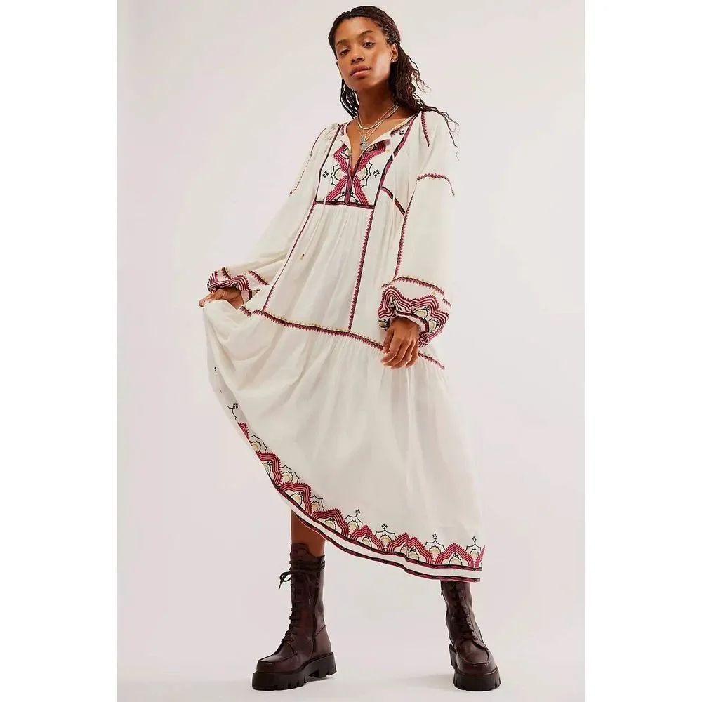 Free People Sweet Escape Embroidered Midi Dress